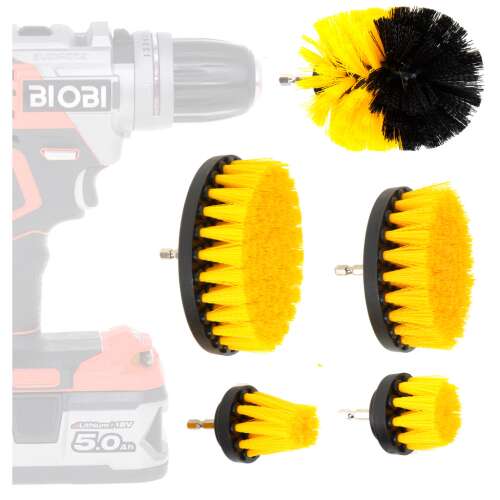 Drill brush attachment set for cleaning, power scrubber brushes