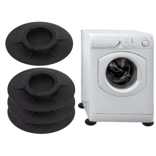 4 șaibe reducătoare de zgomot pentru mașini de spălat, negre, diametru găuri de 5,4 cm