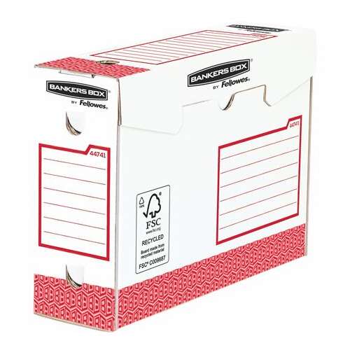 FELLOWES Archiválódoboz, extra erős, A4+, 100 mm, FELLOWES "Bankers Box Basic", piros- fehér 31864693