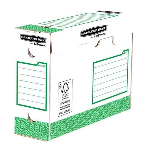 FELLOWES Archiválódoboz, extra erős,  A4+, 100 mm, FELLOWES "Bankers Box Basic", zöld- fehér 31864697