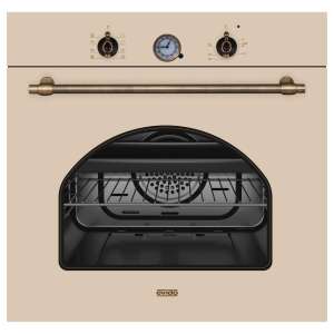 EVIDO RUSTIC-O 6AC multifunkciós sütő, bézs színben, bronz színű kezelőgombokkal, 60 literes kapacitás, analóg időzítő, 7 funkció, gőztisztítás, kétrétegű teleüveg sütőajtó - Sütő