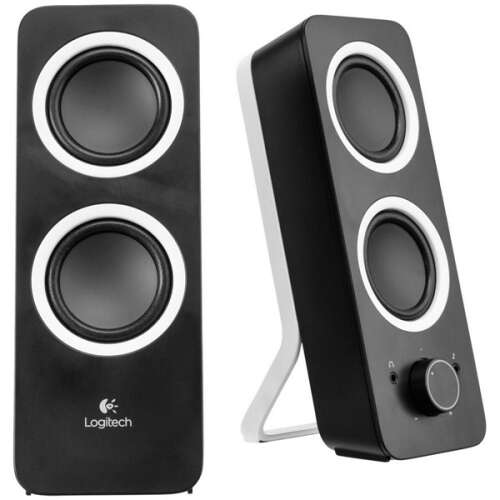 Logitech Z200 2.0 speaker system, black with white accents