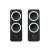 Logitech Z200 2.0 speaker system, black with white accents, front view