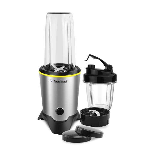 Blender Esperanza Nutri Master, srebrny, 1000W, z dwoma pojemnikami, ostrzami i pokrywkami
