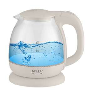 Adler AD 1283C electric kettle, 1 liter, white/transparent, with water boiling - Kitchen & dining