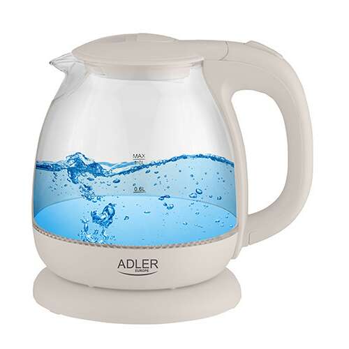 Adler AD 1283C electric kettle, 1 liter, white/transparent, with water boiling