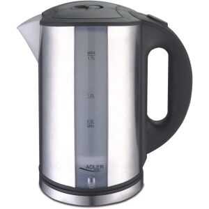 Adler AD 1216 1.7L elektromos vízforraló, rozsdamentes acél fekete fogantyúval. - Adler
