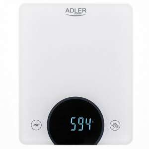 Adler AD 3173 digital kitchen scale, white, with black display showing 594 grams - Kitchen & dining
