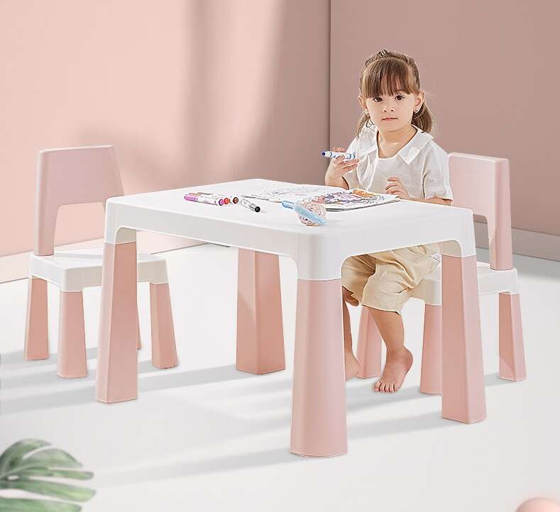 LittleONE by Pepita Dodo Asztal + 2db szék - rózsaszín-fehér