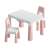 Set de masă și scaune pentru copii Pepita Dodo, roz și alb, vedere din lateral a mesei și scaunelor