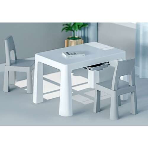 LittleONE by Pepita Dodo Tisch + 2Stücke Stühle #grau-weiß