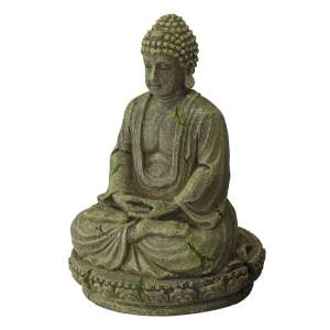 Laroy Group Buddha 2 Akvárium Dekoráció, 9.3 x 8 x 12 cm, gyantából készült, zöld, ülő buddha szobor - Aqua Della