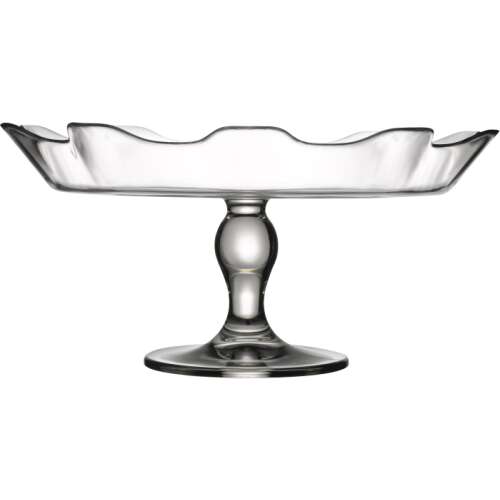 Pasabahce Splash 32 cm üveg tortatál, átlátszó, talpas, hullámos szélű