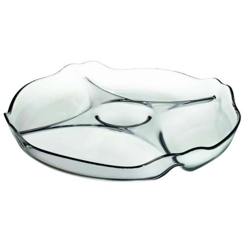 Pasabahce 24 cm-es üveg kínálótál 4 rekeszes, tökéletes snack-ekhez, előételekhez és mártásokhoz