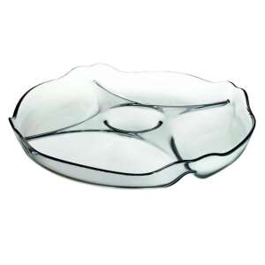 Pasabahce Patisserie 30 cm-es üveg kínálótál 4 rekeszes, snack-ekhez, mártásokhoz és előételekhez - Pasabahce