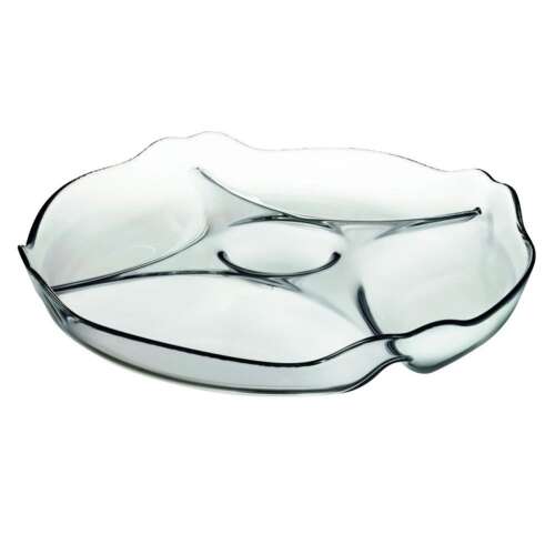 Pasabahce Patisserie 30 cm-es üveg kínálótál 4 rekeszes, snack-ekhez, mártásokhoz és előételekhez