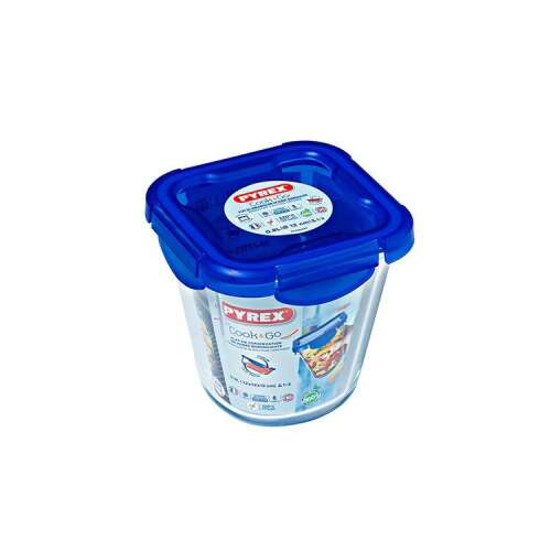 Pyrex Cook&Go 0,8L üvegtároló edény kék műanyag fedővel - Sütőedény
