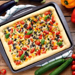 Pyrex Asimetria tepsi zöldséges pizzával - Pyrex