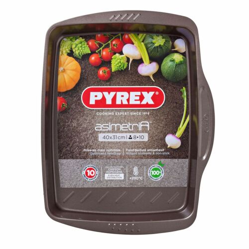 Pyrex Asimetria 40x31 cm Sütőtepsi, Tapadásmentes Karbonacél