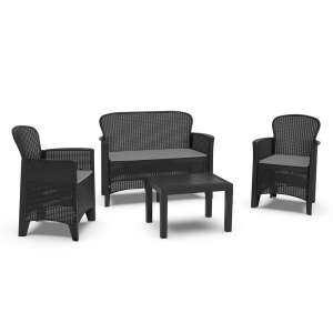 Zestaw mebli ogrodowych Gorin z 4 miejscami siedzącymi Antracyt