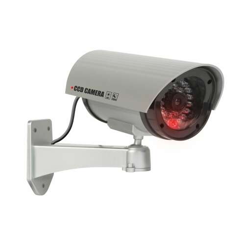 Delight Dummy Fake Security Camera with Indicator LED, ezüst, álkamera, biztonsági kamera, riasztó - Álkamera