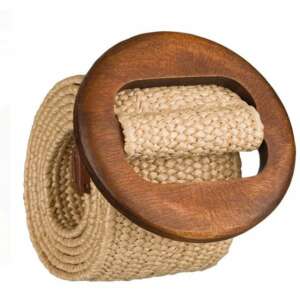 Bézs szőtt öv kerek fa csattal - Női öv