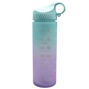 Pufo Motivational Water Bottle, 500ml, Green and Purple, with Time Markers and Motivational Quotes - Water Bottle