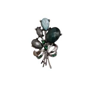Elegant Women's Brooch, Model with Colorful Stones, Colorful Bouquet, Green 68162210 - Brooch