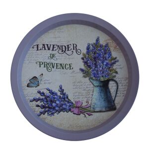 Round Metal Plate Pufo Lavender de Provence for serving desserts, cakes, appetizers, 33 cm 119507300 - Serving