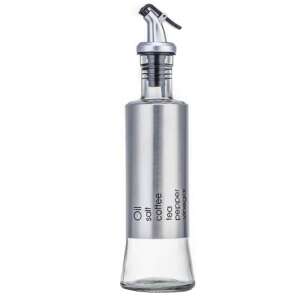 Pufo Savor 300ml glass oil and vinegar dispenser with silver stainless steel lid and spout, leak proof design, easy to control oil volume - Oil & Vinegar Dispenser