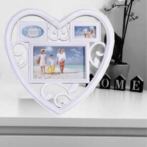 Decorative Picture Frame with 3 Photos, Pufo Heart model, 28 x 28 cm, white 68165948 - Picture Frame