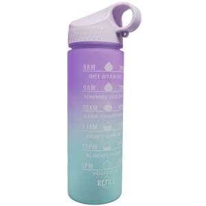 Pufo Motivational Water Bottle, 500ml, Purple and Green, with Time Markers - Babies & Toddler