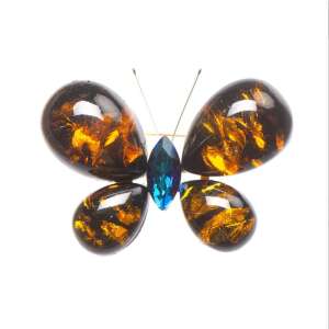 Elegant Women's Brooch Pufo Mysterious Butterfly, Butterfly Shaped, Orange/Blue 68169245 - Brooch
