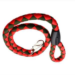 Red and green braided dog leash with swiveling carabiner - Pet Care