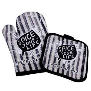Spice Your Life oven mitt set, heat resistant kitchen gloves for grilling, baking, and serving hot dishes - Oven Mitt