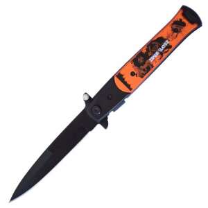 Zombie Slayer folding knife, black and orange, 22.5 cm, with blade protector and blade lock - Pocket Knives and Folding Knife