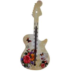 Fali hőmérő gitár formájában Pufo színes virágok belső térhez, 27 cm 68175889 