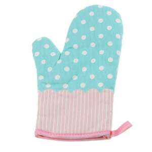 Green and pink polka dot oven mitt, Pufo brand - Oven Mitt