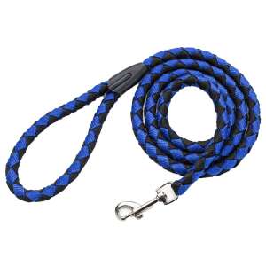 Black and blue dog leash with swiveling carabiner, 125 cm long, for medium and large dogs - Leash