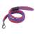 Red and blue braided dog leash with swivel carabiner