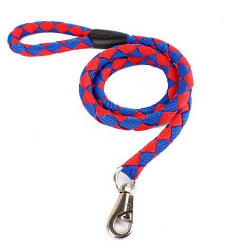 Comfortable Pufo Rope Leash for Dogs, 125 cm, Carabiner System with Vortex, Red/Blue