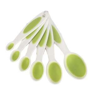 Set of 6 measuring spoons, white and green, for measuring ingredients, spices, and baking - Spoon