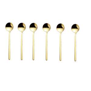 Pufo Simple 6-Piece Teaspoon Set, Gold Stainless Steel, 13 cm 68178546 - Spoon