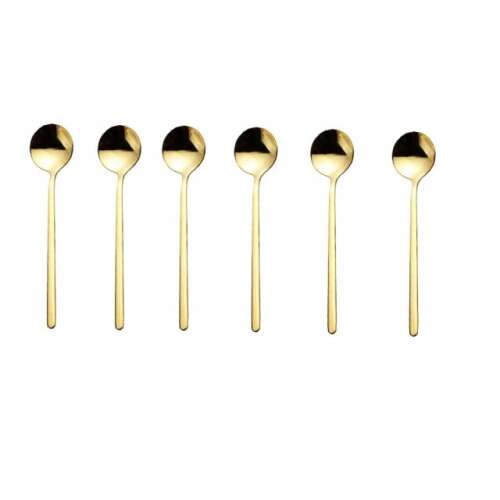 Pufo Simple 6-Piece Teaspoon Set, Gold Stainless Steel, 13 cm 68178546