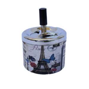 Scrumiera metalica Romantic Paris, antivant cu buton, 14 cm 68178578 Accesorii pentru fumat