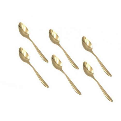 6 db Pufo Diamond kanál készlet kávéhoz, teához, desszerthez, rozsdamentes acél, arany, 14 cm