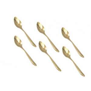 Set 6 linguri Pufo Diamond pentru cafea, ceai, desert, otel inoxidabil, auriu, 14 cm 87278577 - Linguri