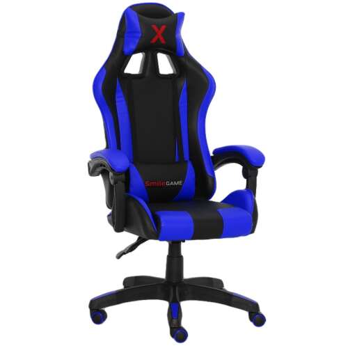 SmileGAME Xtreme Gamer Stuhl mit Nacken- und Lendenwirbelstütze #black-blue 31889069