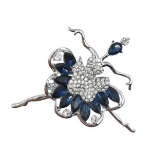 Elegant Ballerina Women's Brooch, Dancing Ballerina, Silver/Blue 68180581 - Brooch