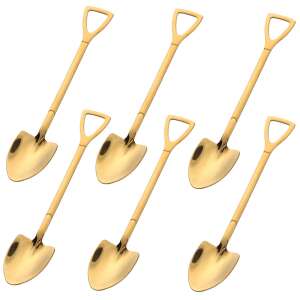 Set of 6 gold spade shaped spoons, Pufo brand - Spoon
